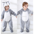Bébé doux flanelle barboteuse Animal Onesie pyjamas tenues costume, vêtements de couchage, tissu gris mignon, serviette à capuchon de bébé
